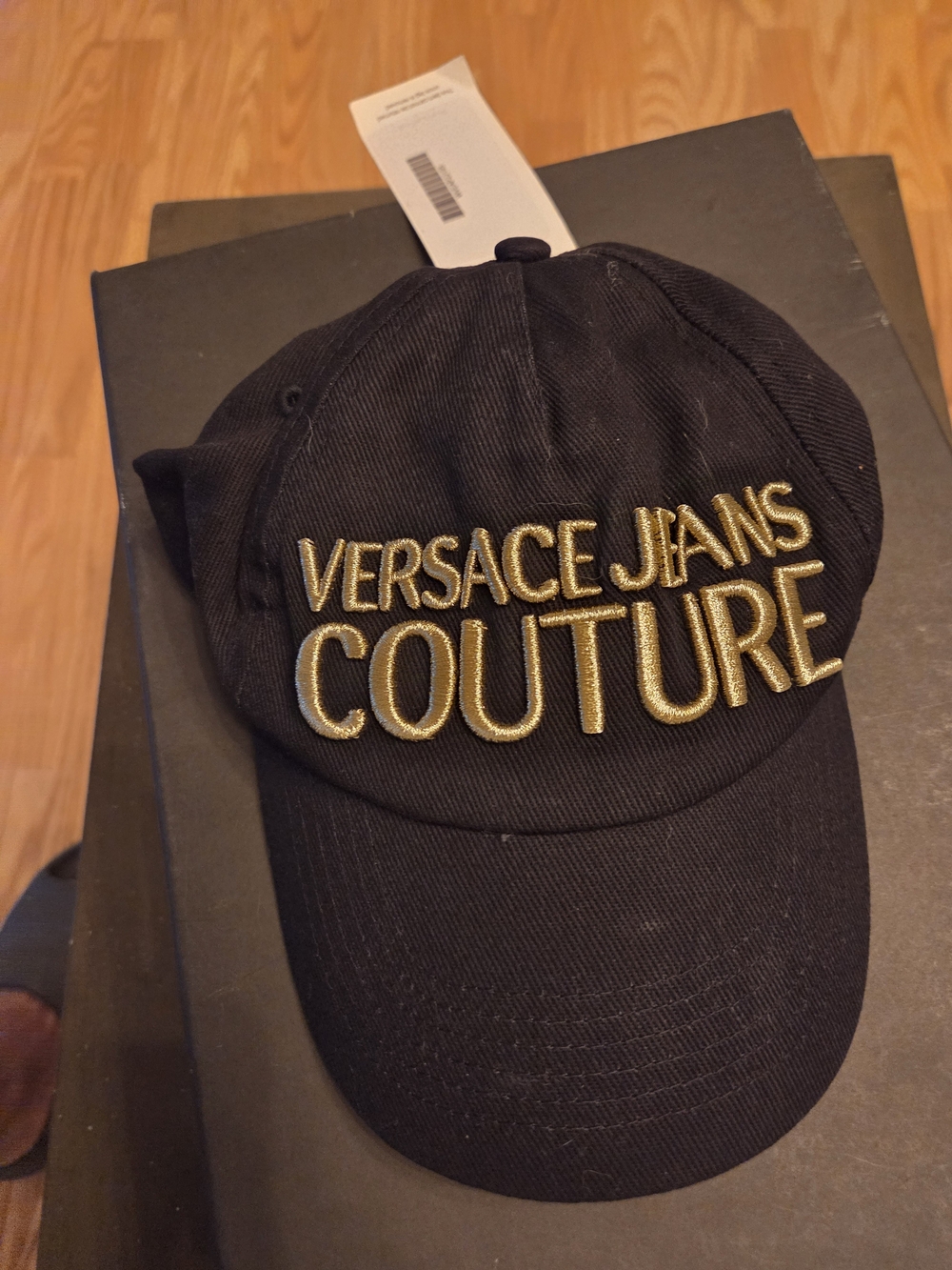 Versace Jeans Collection Black Cap with White Branding Trim
